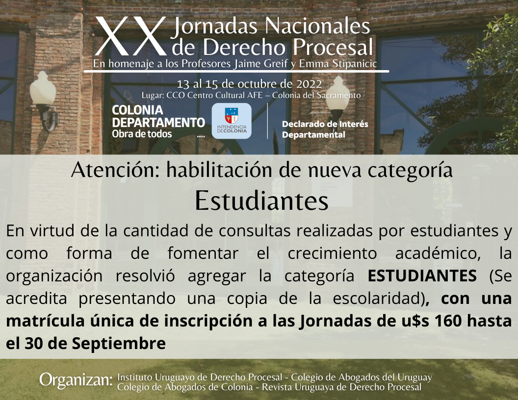 XX Jornadas de Derecho Procesal – Categoría Estudiantes
