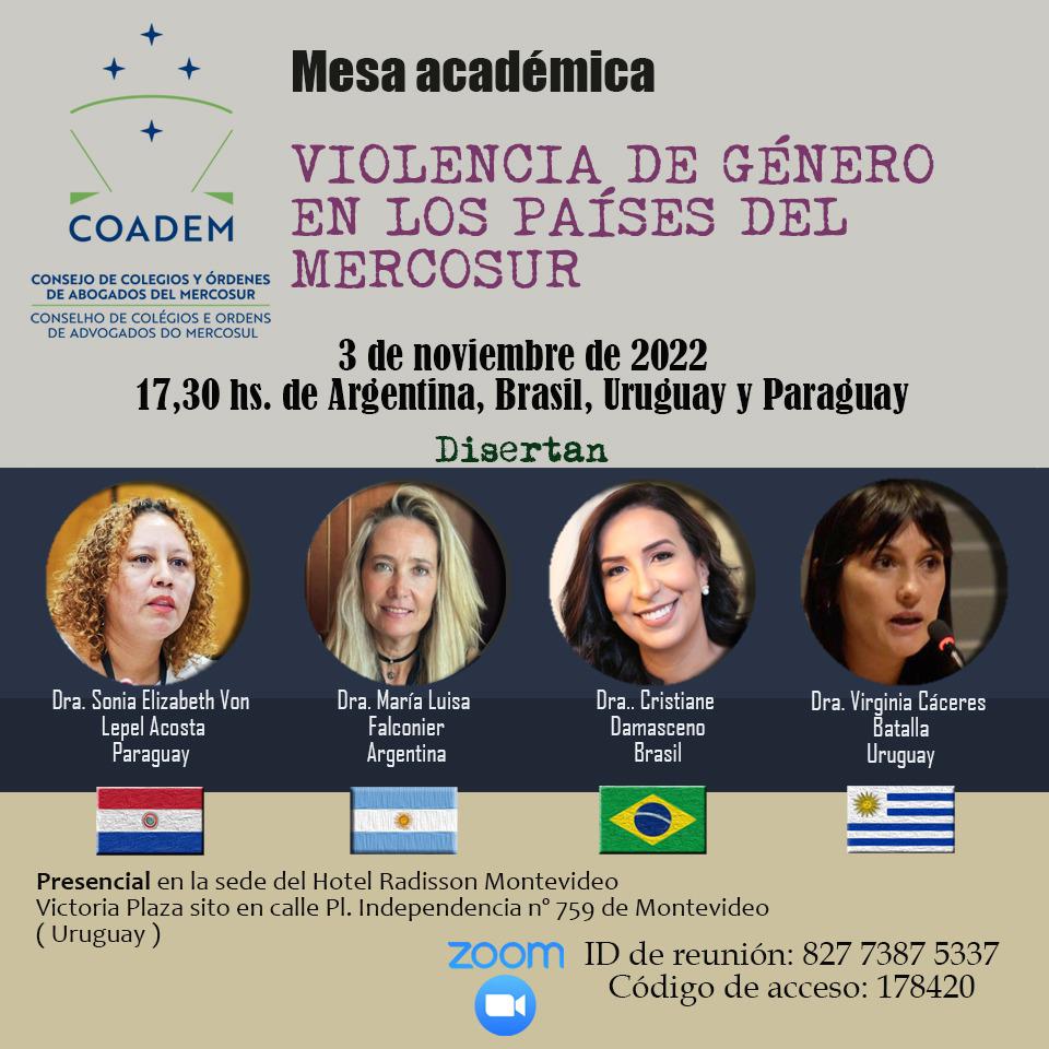 COADEM Mesa académica – Violencia de género en los países del Mercosur