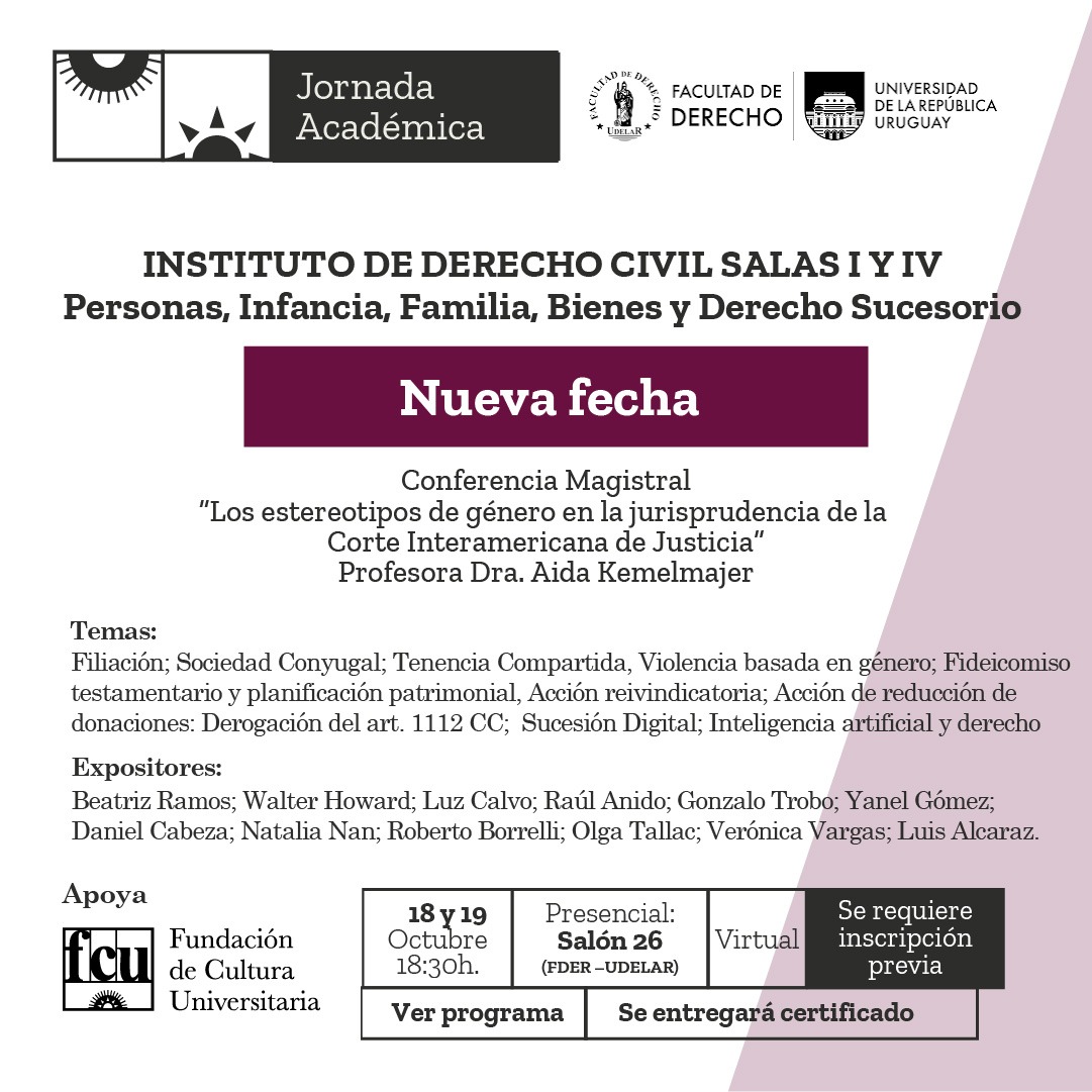 CAMBIO DE FECHA: Los estereotipos de género en la jurisprudencia de la Corte Interamericana de Justicia