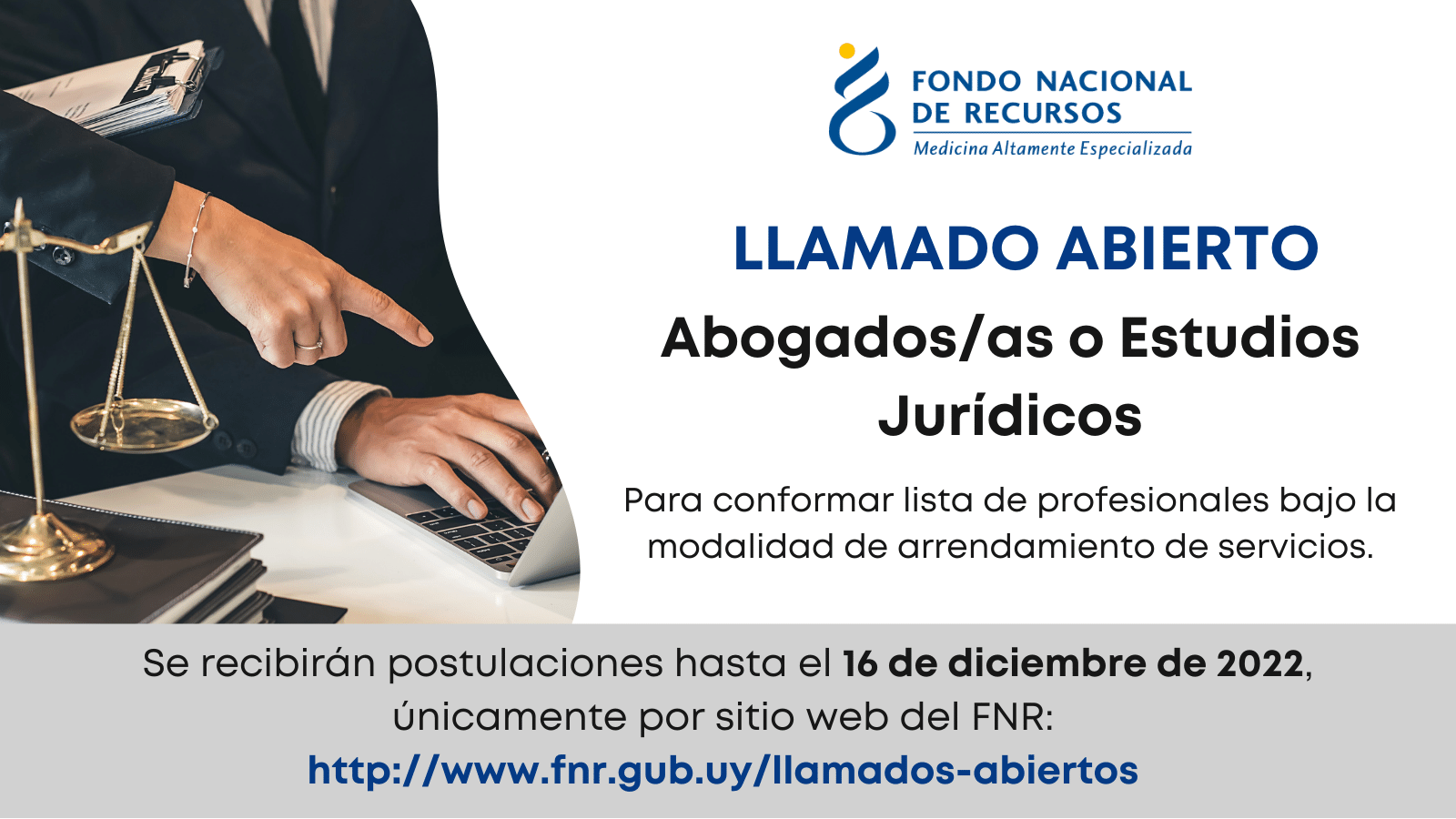 Fondo Nacional de Recursos – Llamado abierto: Abogados/as o Estudios Jurídicos