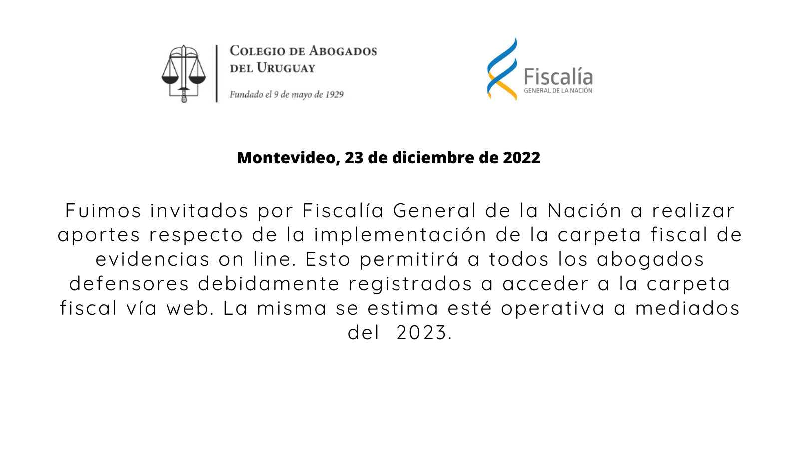 Comunicado del CAU 23/12/2022