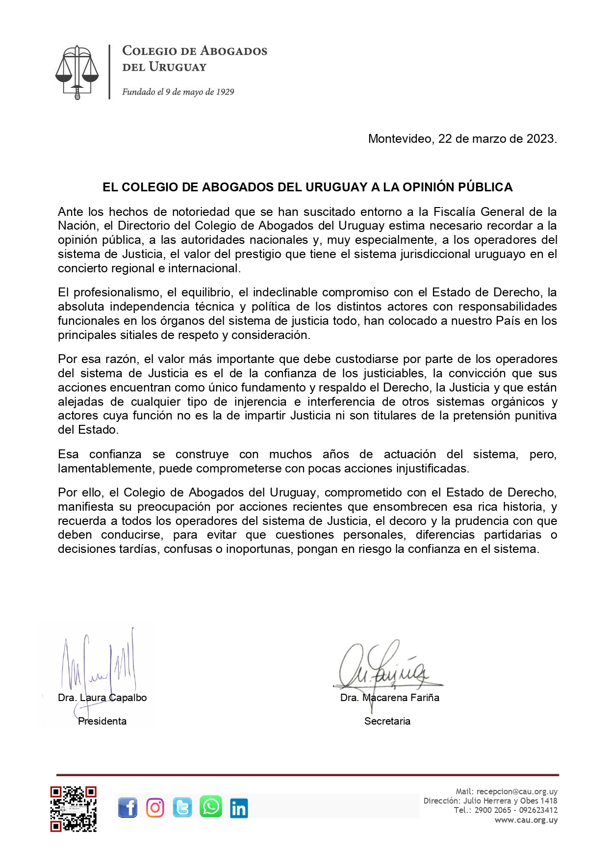 Comunicado importante – 22/03/2023