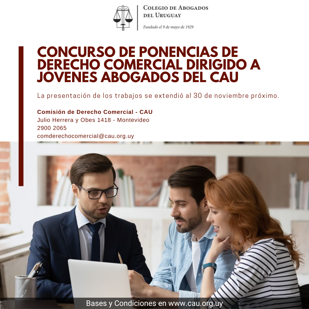 Concurso de Ponencias de Derecho Comercial dirigido a jóvenes abogados del CAU