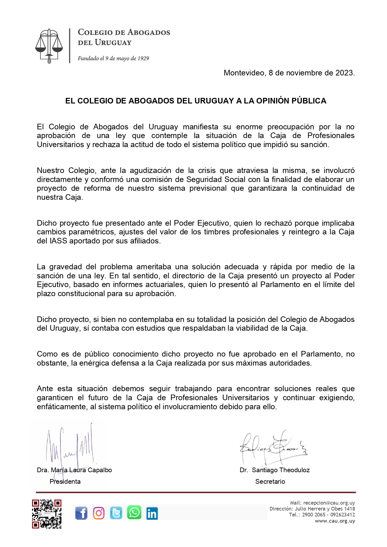 Comunicado CAU 08-11-2023