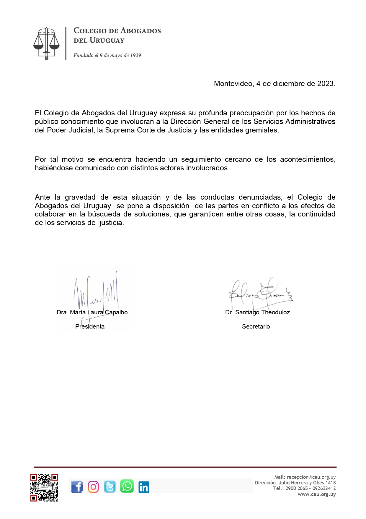 Comunicado CAU – 04-12-2023