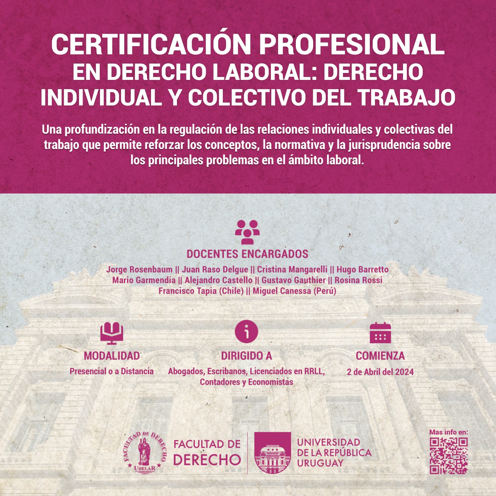 Certificación profesional en Derecho Laboral: “Derecho Individual y Colectivo del Trabajo”