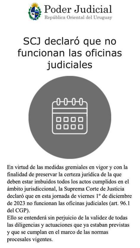 SCJ declaró que no funcionan las oficinas judiciales