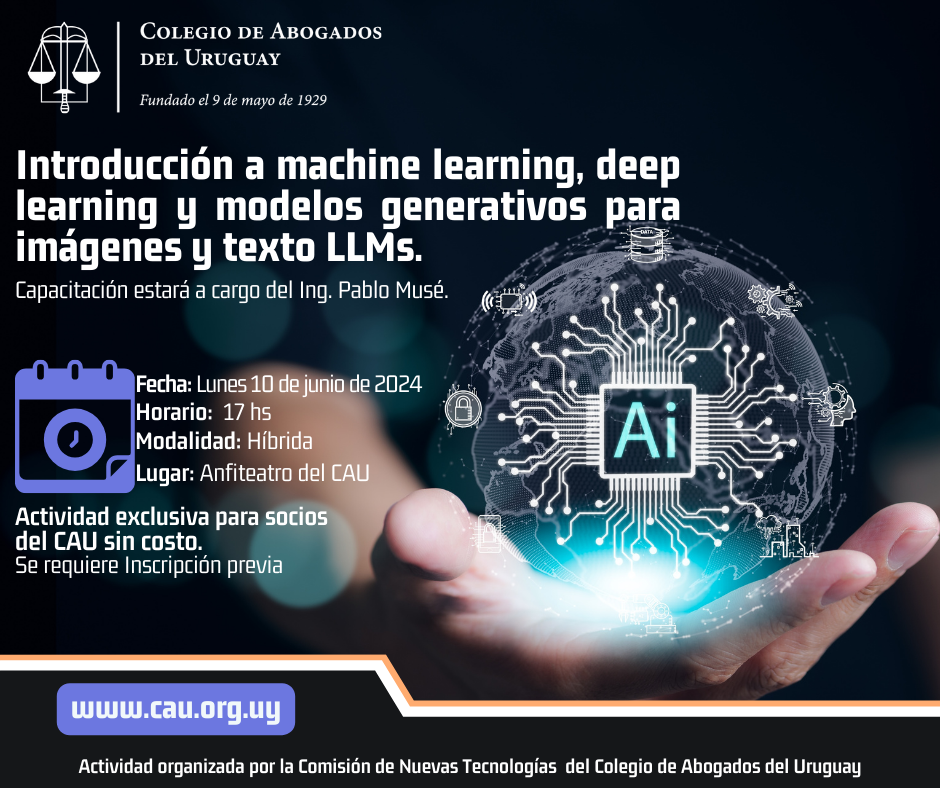 Introducción a Machine learning, deep learning y modelos generativos para imágenesy texto LLMS.