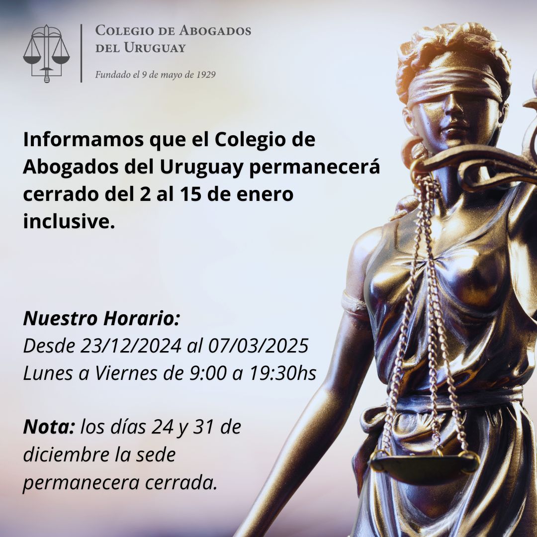 Cambio de Horario en Sede del Colegio de Abogados del Uruguay