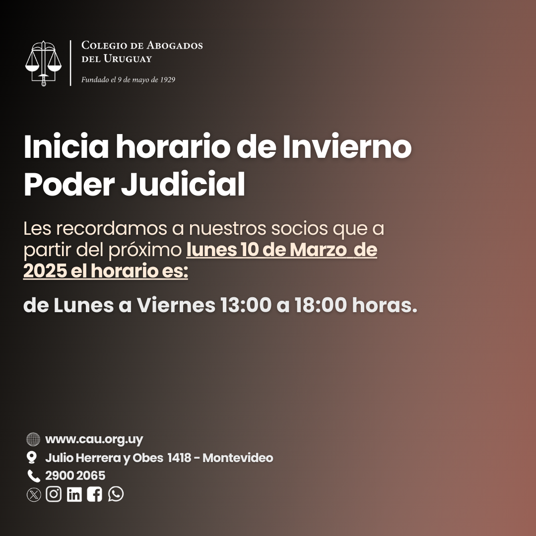 Inicia horario de Invierno Poder Judicial
