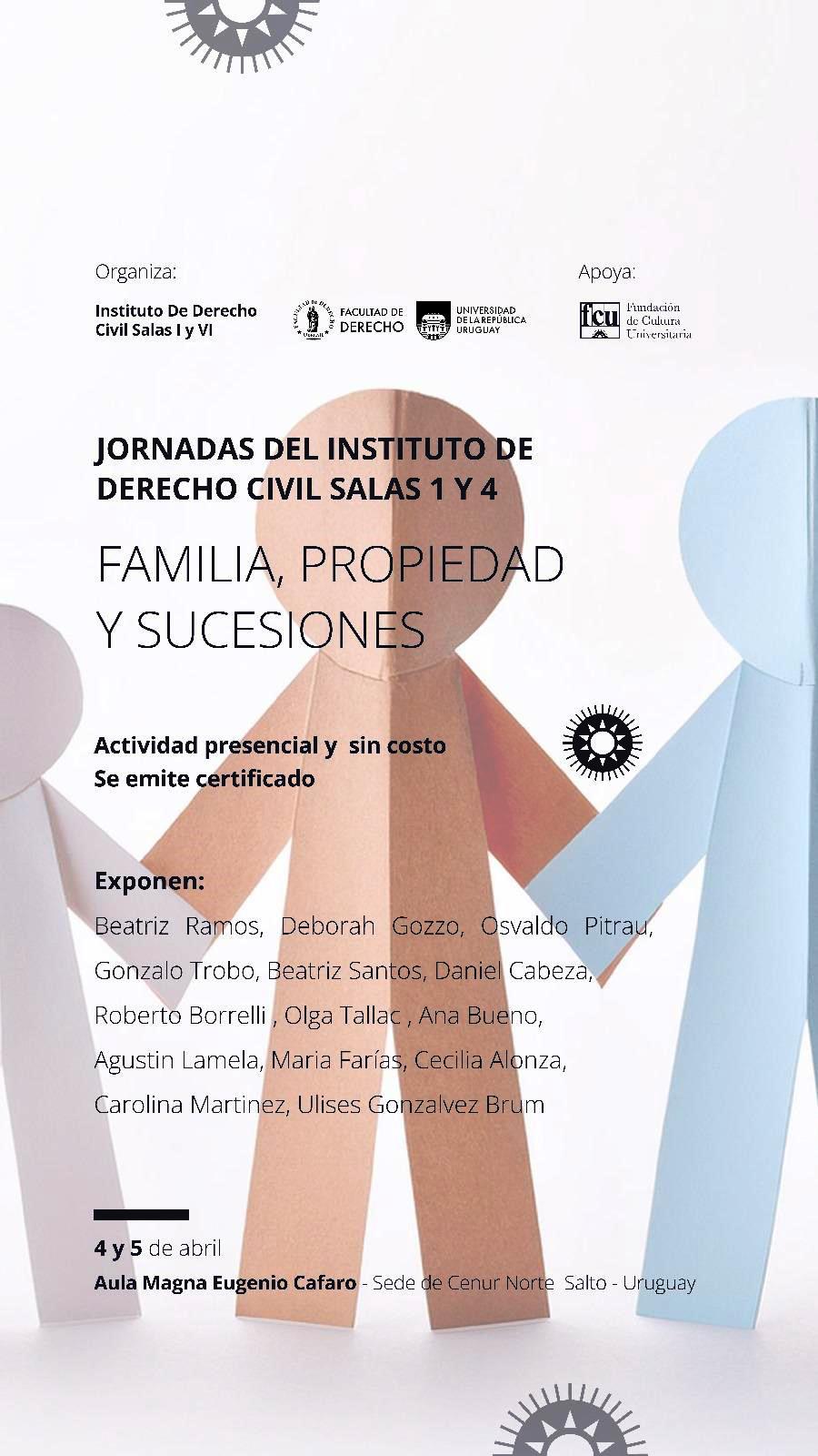 Jornadas del Instituto de Derecho Civil 1 y 4 Familia, Propiedad y Sucesiones