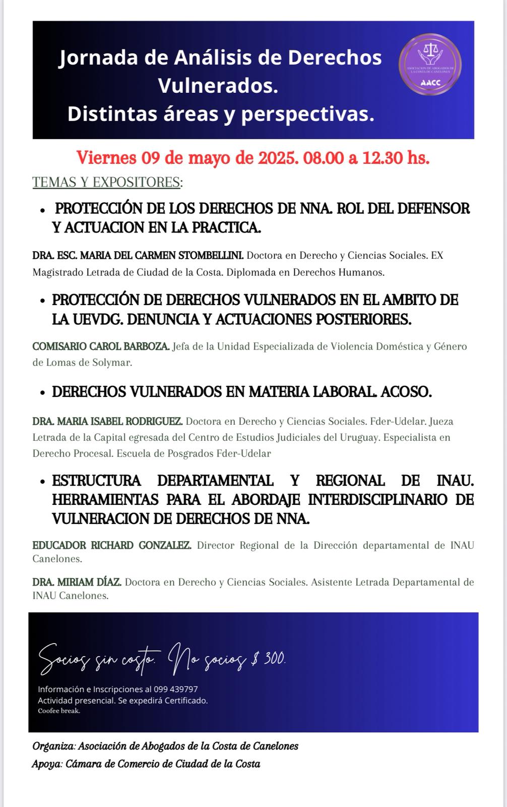 Jornada de Análisis de Derechos Vulnerados. Distintas áreas y perspectivas.