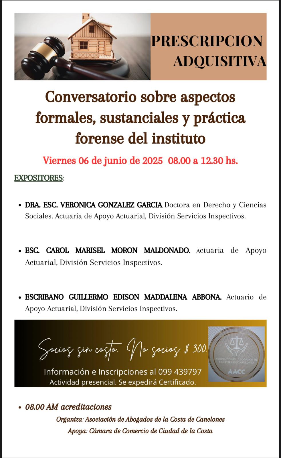 Jornada sobre Prescripción Adquisitiva / Conversatorio sobre aspectos formales, sustanciales y práctica forense del instituto.