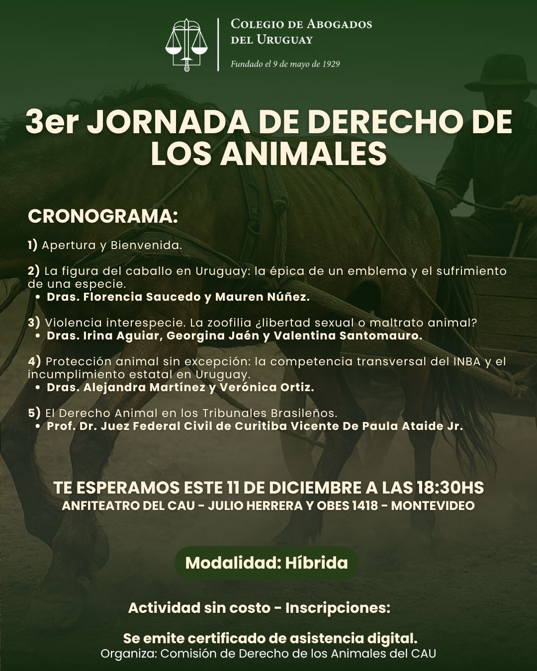 3er JORNADA DE DERECHO DE LOS ANIMALES