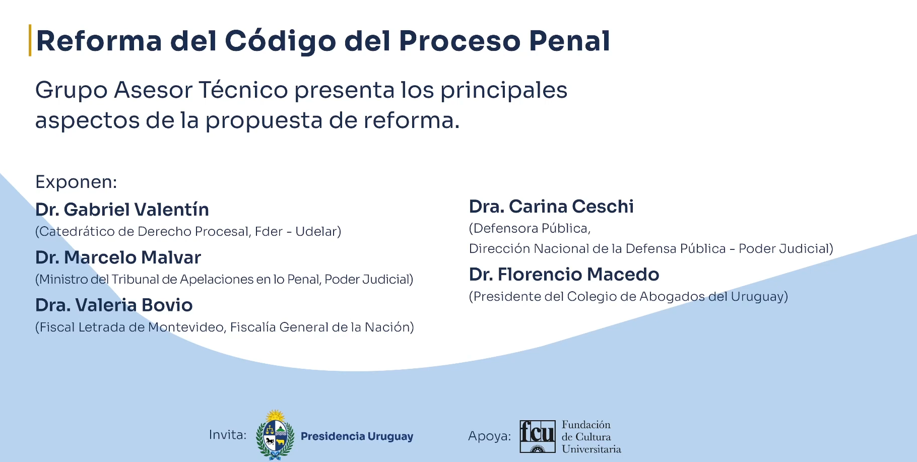 Jornada en  Paraninfo Fder de presentación del Proyecto de reforma del CPP por el GAT creado por el PE.