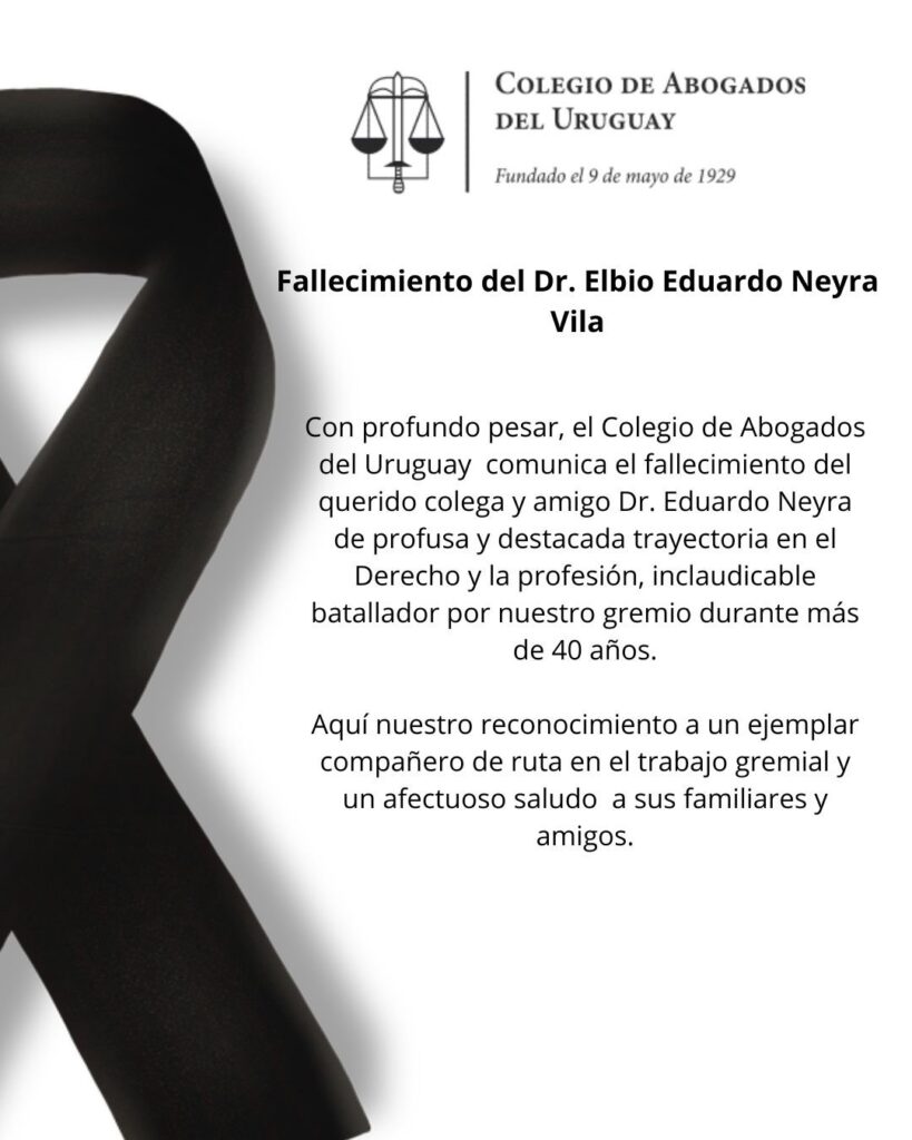 Fallecimiento del Dr. Elbio Eduardo Neyra Vila