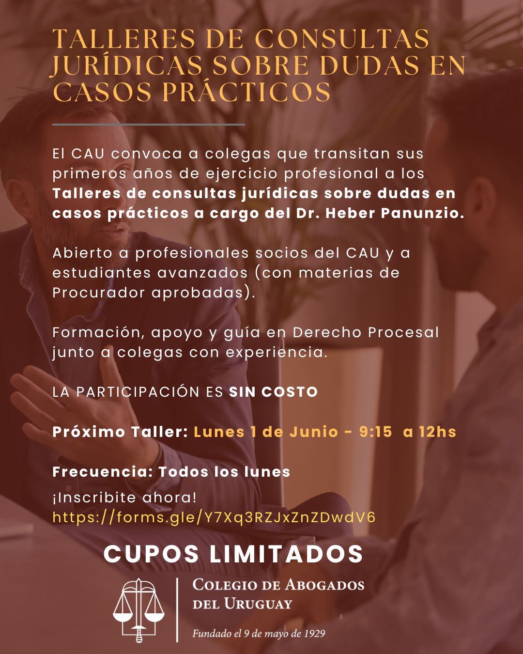 Talleres de consultas jurídicas sobre dudas en casos prácticos – 1° de Junio 2026