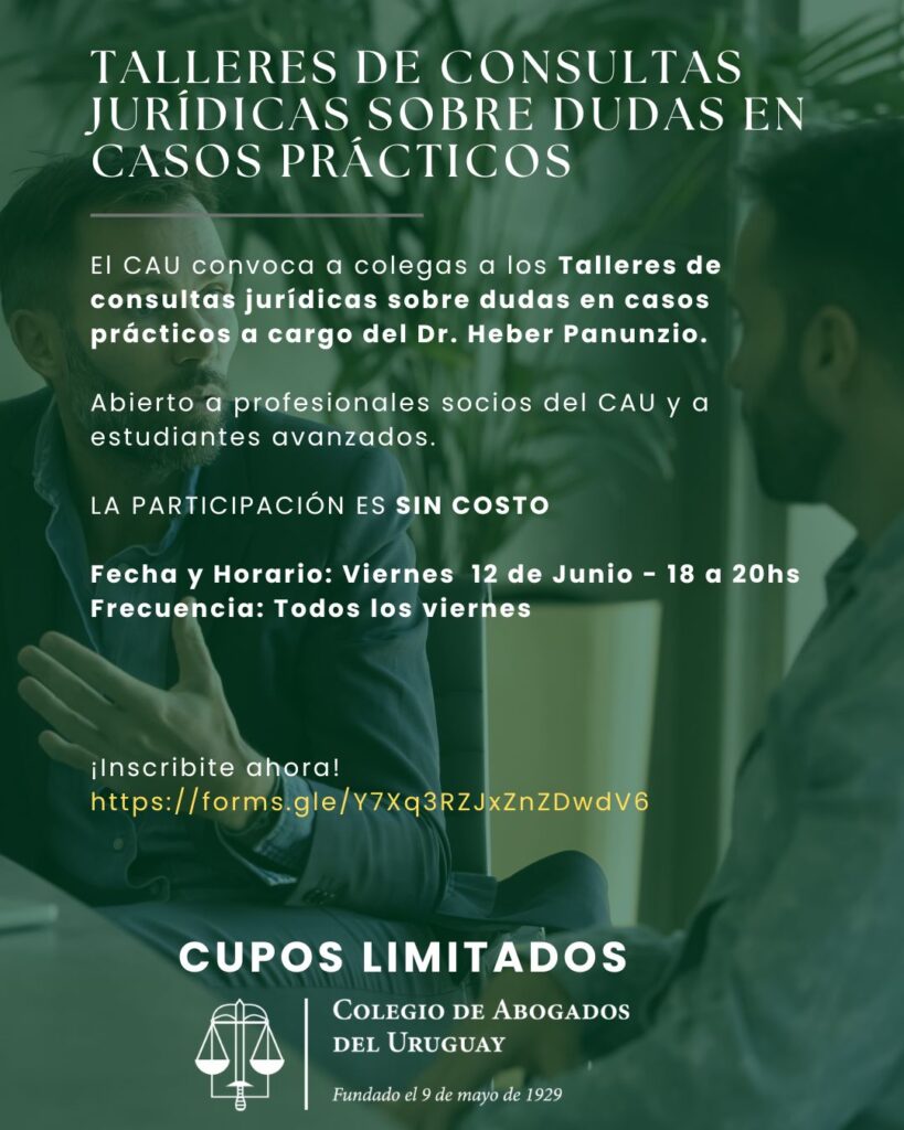 Talleres de consultas jurídicas sobre dudas en casos prácticos – 12 de junio
