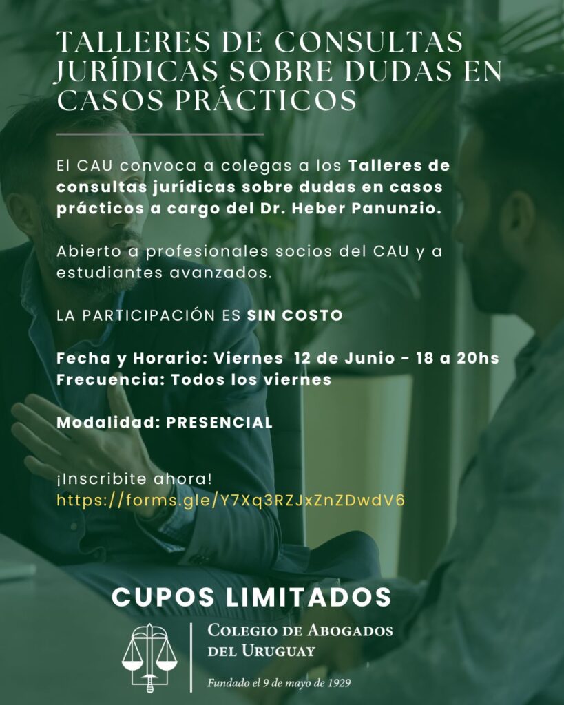 Talleres de consultas jurídicas sobre dudas en casos prácticos – 12 de junio