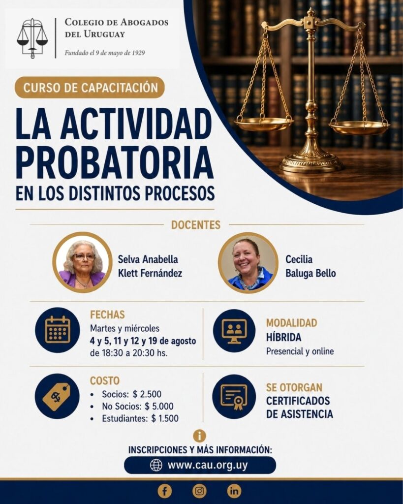 Curso La Actividad Probatoria en los distintos procesos 2026