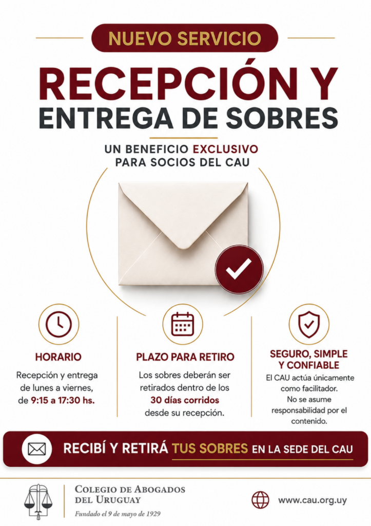 Nuevo servicio de recepción y entrega de sobres para socios del CAU