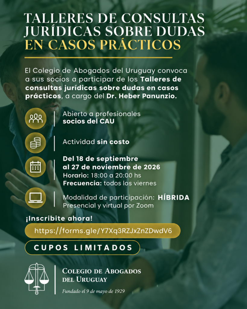 Talleres de consultas jurídicas sobre dudas en casos prácticos – Comienzo 18 de Setiembre